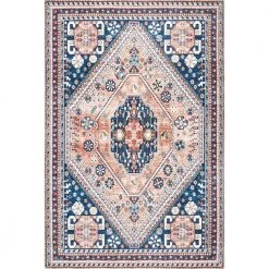 Nevaeh Machine Washable Bohemian Medallion Blue 8 ft. x 10 ft. Indoor Area Rug by nuLOOM