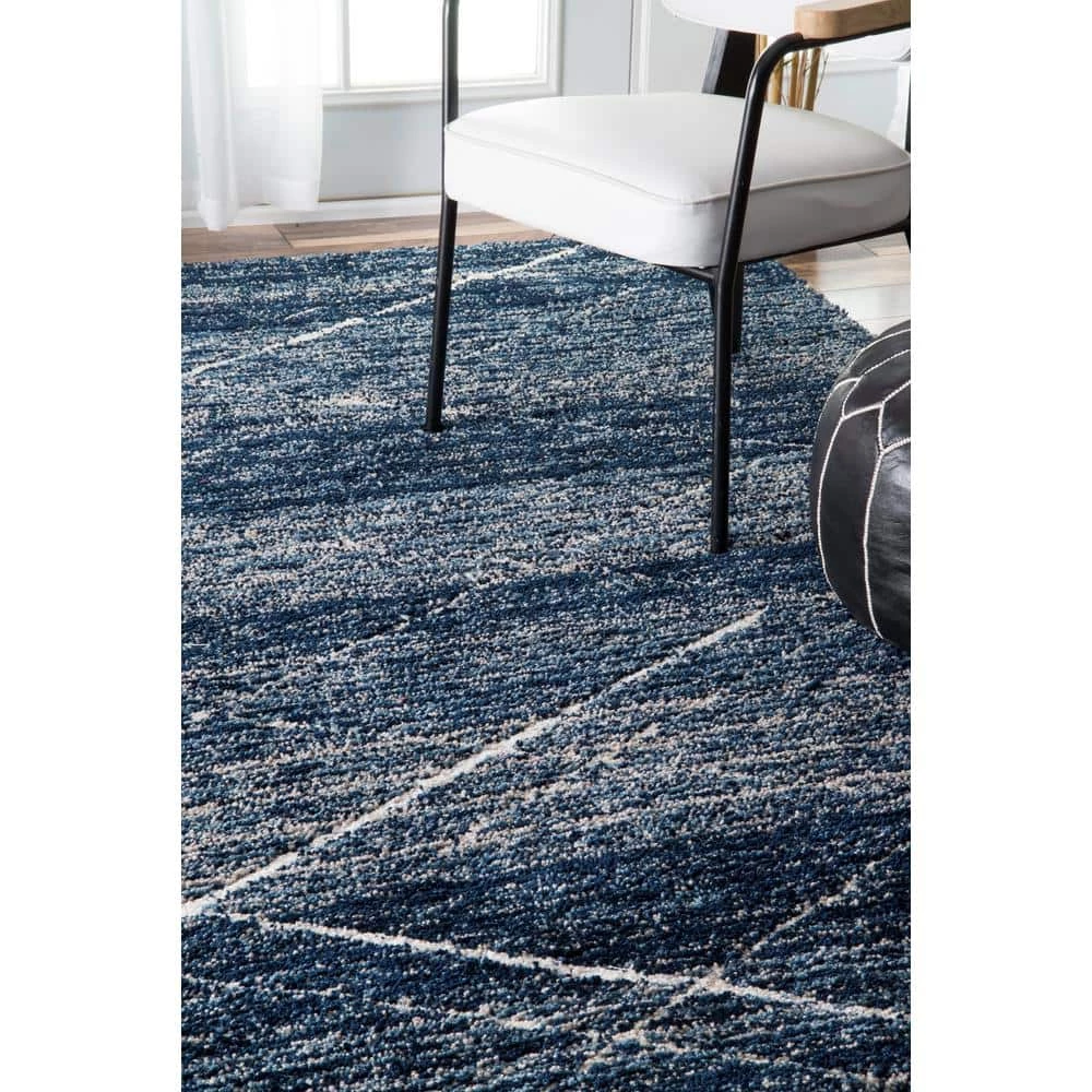 Vito Contemporary Trellis Shag Blue 7 ft. 6 in. x 9 ft. 6 in. Area Rug by nuLOOM 3 Vito Contemporary Trellis Shag Blue 7 ft. 6 in. x 9 ft. 6 in. Area Rug by nuLOOM - Image 3