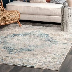 Alessandra Millifleur Medallion Blue 8 ft. x 10 ft. Area Rug by nuLOOM -nuLOOM Sales Store blue nuloom area rugs kkdl02a 8010 4f 1000