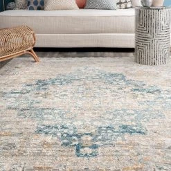 Alessandra Millifleur Medallion Blue 8 ft. x 10 ft. Area Rug by nuLOOM -nuLOOM Sales Store blue nuloom area rugs kkdl02a 8010 66 1000