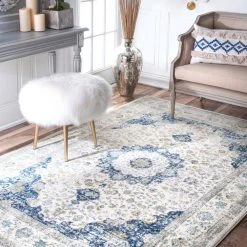 Verona Vintage Persian Blue 9 ft. x 12 ft. Area Rug by nuLOOM -nuLOOM Sales Store blue nuloom area rugs rzbd07a 9012 1d 1000