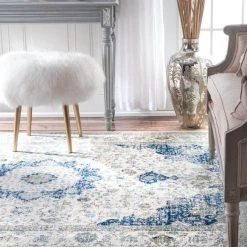 Verona Vintage Persian Blue 9 ft. x 12 ft. Area Rug by nuLOOM -nuLOOM Sales Store blue nuloom area rugs rzbd07a 9012 66 1000