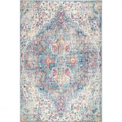 Maryetta Vintage Distressed Blue 10 ft. x 14 ft. Area Rug by nuLOOM