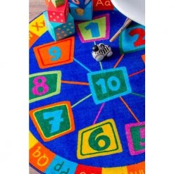 Number Circles Playmat Blue 8 ft. x 8 ft. Round Rug by nuLOOM -nuLOOM Sales Store blue nuloom kids rugs mcgz06a 808r 31 1000
