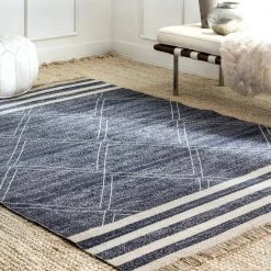 Roberge Coastal Diamond Striped Blue 5 ft. x 8 ft. Indoor/Outdoor Area Rug by nuLOOM -nuLOOM Sales Store blue nuloom outdoor rugs bdsi09a 508 31 1000