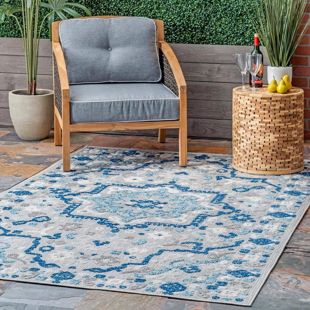 Rashida Modern Celestial Blue 9 ft. x 12 ft. Indoor/Outdoor Area Rug by nuLOOM 3 Rashida Modern Celestial Blue 9 ft. x 12 ft. Indoor/Outdoor Area Rug by nuLOOM - Image 3