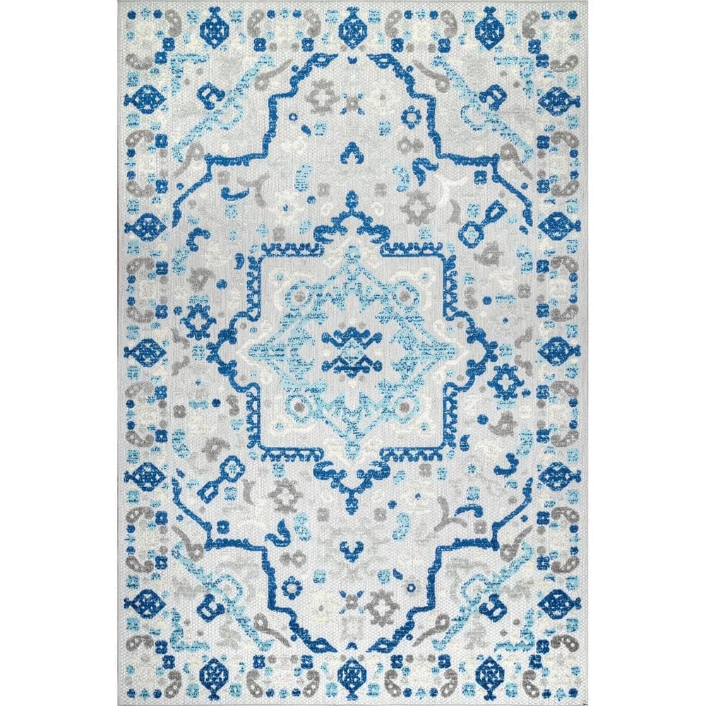 Rashida Modern Celestial Blue 9 ft. x 12 ft. Indoor/Outdoor Area Rug by nuLOOM 1 Rashida Modern Celestial Blue 9 ft. x 12 ft. Indoor/Outdoor Area Rug by nuLOOM
