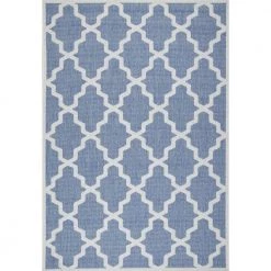 Machine Made Gina Outdoor Moroccan Trellis Blue 5 ft. x 8 ft. Area Rug by nuLOOM
