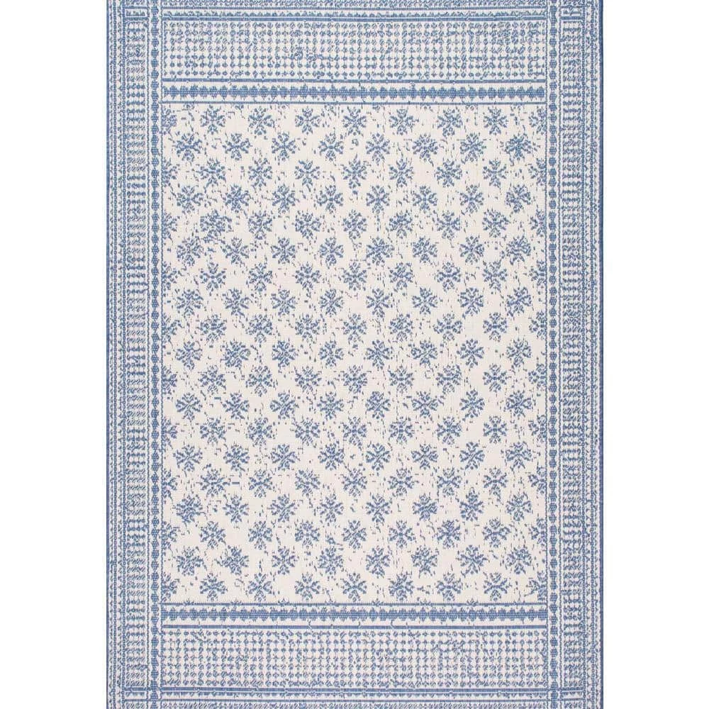 Rana Farmhouse Country Trellis with Border Blue 8 ft. x 11 ft. Indoor/Outdoor Area Rug by nuLOOM 1 Rana Farmhouse Country Trellis with Border Blue 8 ft. x 11 ft. Indoor/Outdoor Area Rug by nuLOOM