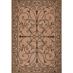 Kiah Medallion Brown 5 ft. x 8 ft. Indoor/Outdoor Area Rug by nuLOOM