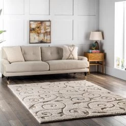 Maisha Abstract Shag Cream 9 ft. x 12 ft. Area Rug by nuLOOM -nuLOOM Sales Store cream nuloom area rugs ozsg06a 92012 e1 1000