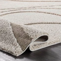 Carolyn Contemporary Curves Shag Cream 8 ft. x 10 ft. Area Rug by nuLOOM -nuLOOM Sales Store cream nuloom area rugs ozsg08a 8010 1f 1000