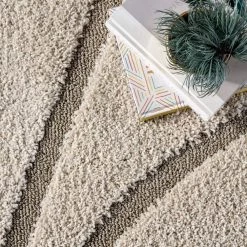 Carolyn Contemporary Curves Shag Cream 8 ft. x 10 ft. Area Rug by nuLOOM -nuLOOM Sales Store cream nuloom area rugs ozsg08a 8010 4f 1000