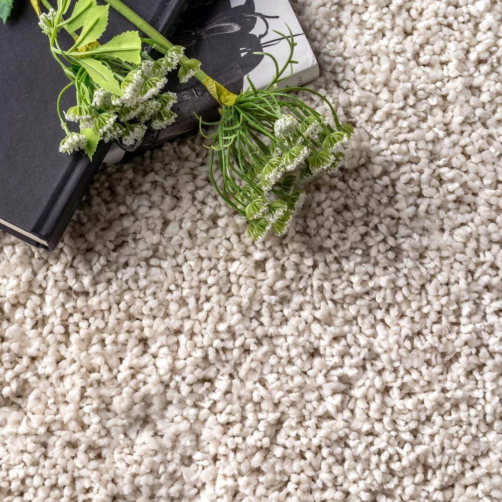 Clare Solid Shag Cream White 8 ft. x 10 ft. Area Rug by nuLOOM 4 Clare Solid Shag Cream White 8 ft. x 10 ft. Area Rug by nuLOOM - Image 4