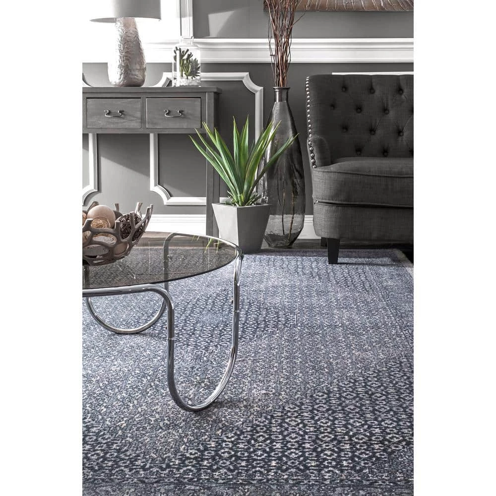 Reese Vintage Dark Blue 9 ft. x 12 ft. Area Rug by nuLOOM 3 Reese Vintage Dark Blue 9 ft. x 12 ft. Area Rug by nuLOOM - Image 3