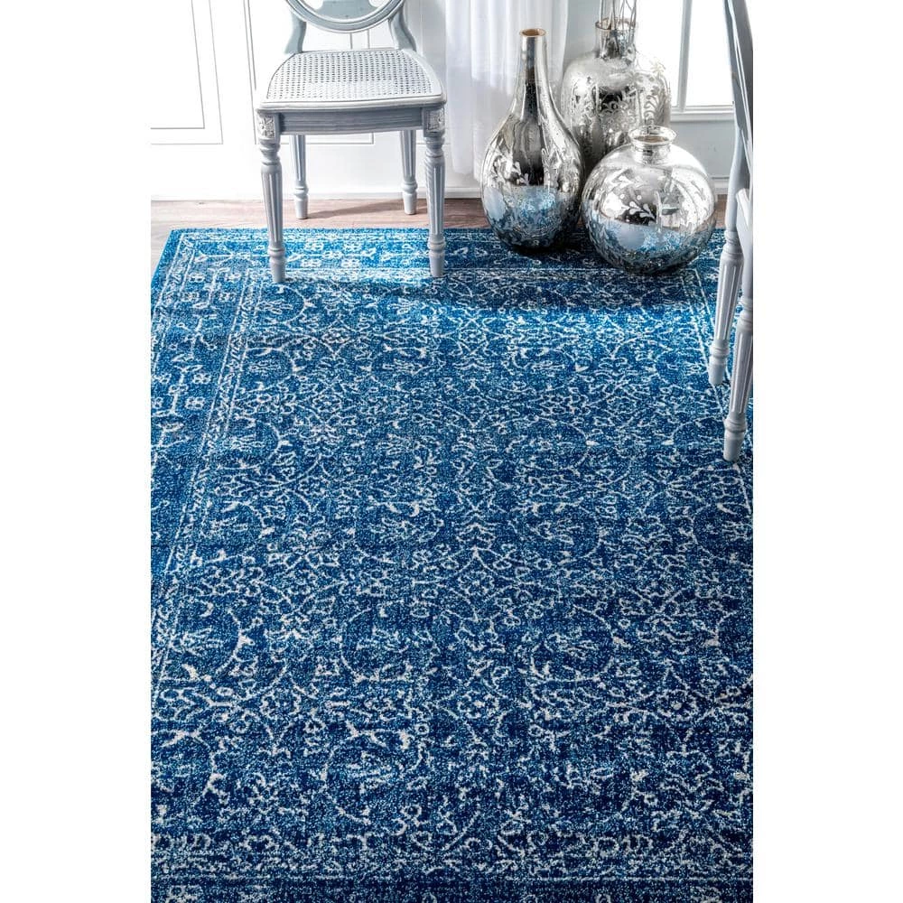 Waddell Vintage Dark Blue 9 ft. x 12 ft. Area Rug by nuLOOM 5 Waddell Vintage Dark Blue 9 ft. x 12 ft. Area Rug by nuLOOM - Image 5