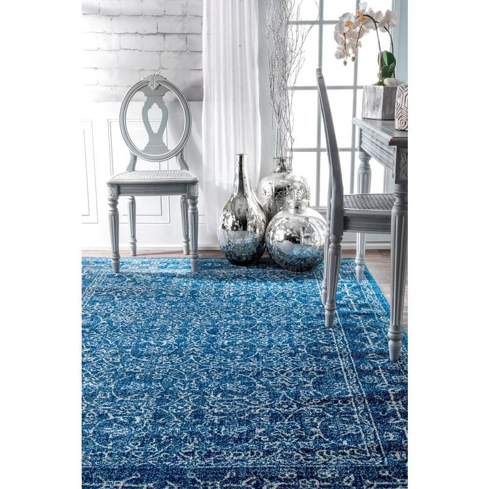 Waddell Vintage Dark Blue 9 ft. x 12 ft. Area Rug by nuLOOM 3 Waddell Vintage Dark Blue 9 ft. x 12 ft. Area Rug by nuLOOM - Image 3