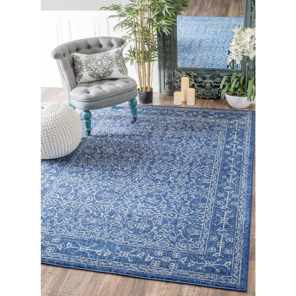 Waddell Vintage Dark Blue 9 ft. x 12 ft. Area Rug by nuLOOM 2 Waddell Vintage Dark Blue 9 ft. x 12 ft. Area Rug by nuLOOM - Image 2