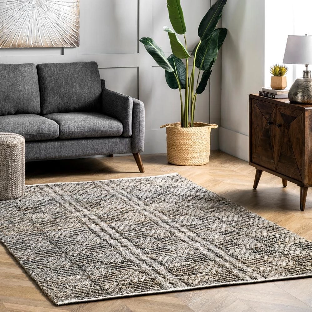 Alden Textured Diamonds Dark Gray 10 ft. x 14 ft. Indoor Area Rug by nuLOOM 2 Alden Textured Diamonds Dark Gray 10 ft. x 14 ft. Indoor Area Rug by nuLOOM - Image 2