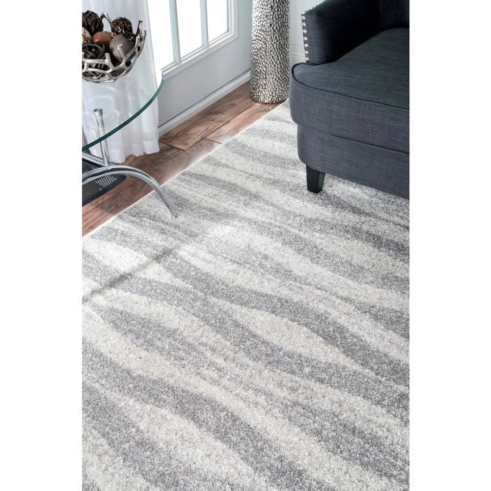 Tristan Modern Striped Gray 10 ft. x 14 ft. Area Rug by nuLOOM 4 Tristan Modern Striped Gray 10 ft. x 14 ft. Area Rug by nuLOOM - Image 4