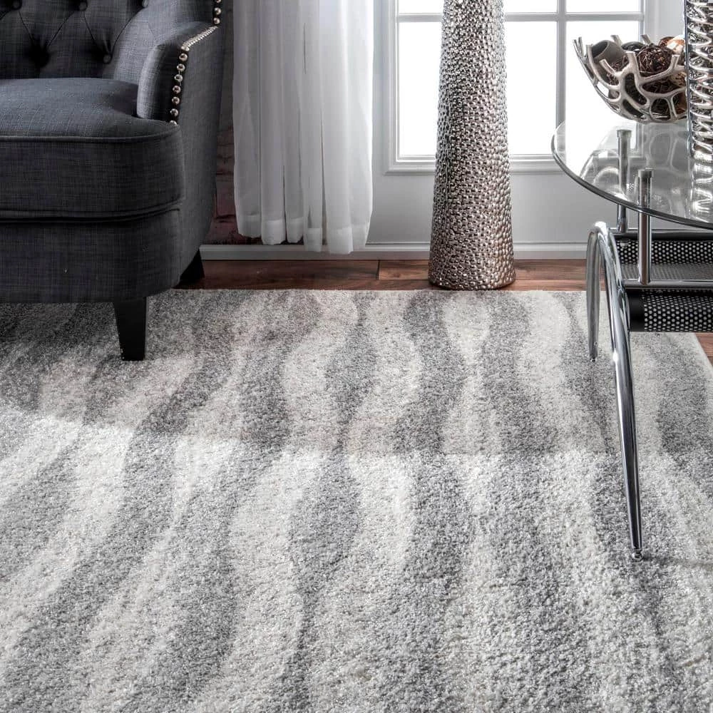 Tristan Modern Striped Gray 10 ft. x 14 ft. Area Rug by nuLOOM 5 Tristan Modern Striped Gray 10 ft. x 14 ft. Area Rug by nuLOOM - Image 5