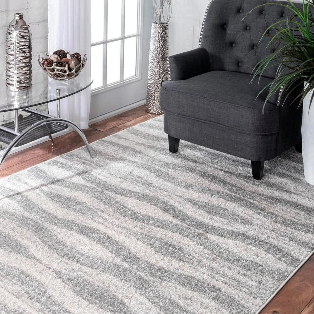 Tristan Modern Striped Gray 10 ft. x 14 ft. Area Rug by nuLOOM 2 Tristan Modern Striped Gray 10 ft. x 14 ft. Area Rug by nuLOOM - Image 2