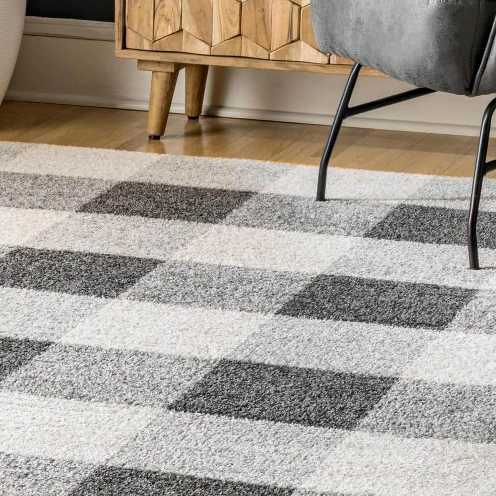 Aisha Buffalo Plaid Gray 9 ft. x 12 ft. Area Rug by nuLOOM 4 Aisha Buffalo Plaid Gray 9 ft. x 12 ft. Area Rug by nuLOOM - Image 4