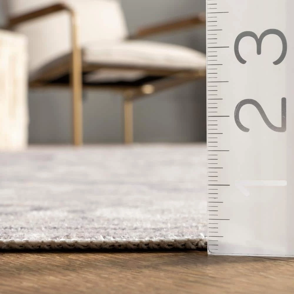 Brielle Grey 8 ft. x 10 ft. Machine Washable Vintage Medallion Indoor Area Rug by nuLOOM 4 Brielle Grey 8 ft. x 10 ft. Machine Washable Vintage Medallion Indoor Area Rug by nuLOOM - Image 4