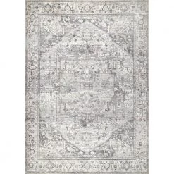 Brielle Grey 8 ft. x 10 ft. Machine Washable Vintage Medallion Indoor Area Rug by nuLOOM