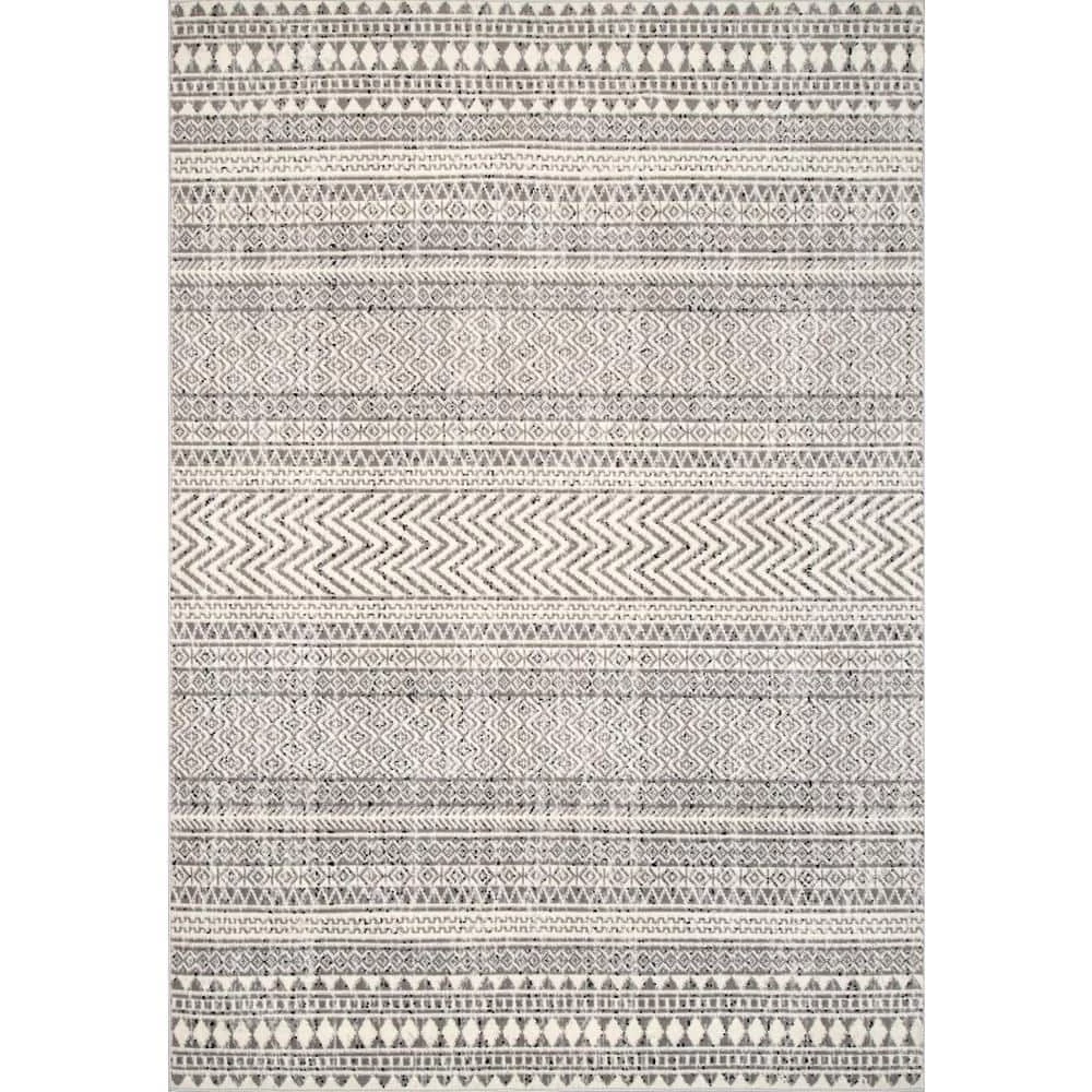 Catherine Henna Tribal Bands Gray 9 ft. x 12 ft. Area Rug by nuLOOM 1 Catherine Henna Tribal Bands Gray 9 ft. x 12 ft. Area Rug by nuLOOM