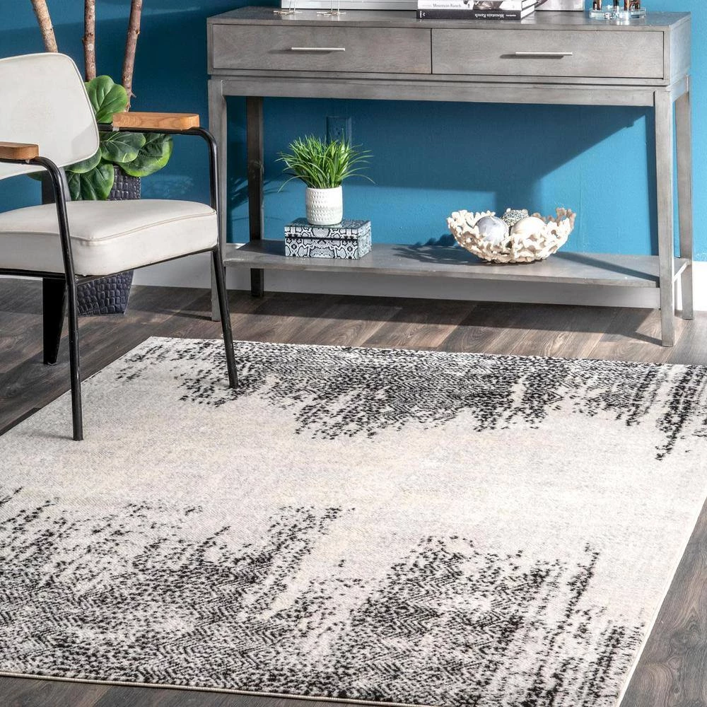 Penelope Faded Tribal Chevrons Gray 9 ft. x 12 ft. Area Rug by nuLOOM 9 Penelope Faded Tribal Chevrons Gray 9 ft. x 12 ft. Area Rug by nuLOOM - Image 9