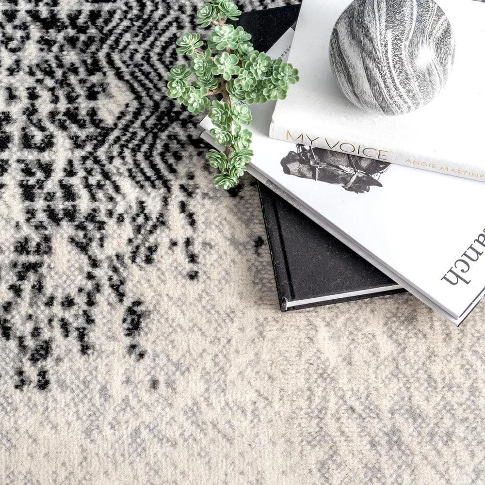 Penelope Faded Tribal Chevrons Gray 9 ft. x 12 ft. Area Rug by nuLOOM 3 Penelope Faded Tribal Chevrons Gray 9 ft. x 12 ft. Area Rug by nuLOOM - Image 3