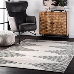 Romina Diamond Pinstripes Gray 9 ft. x 12 ft. Area Rug by nuLOOM -nuLOOM Sales Store gray nuloom area rugs ecrk09a 9012 31 1000