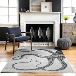 Adrienne Octopus Gray 8 ft. x 10 ft. Area Rug by nuLOOM 17 Adrienne Octopus Gray 8 ft. x 10 ft. Area Rug by nuLOOM -nuLOOM Sales Store gray nuloom area rugs erlr05a 8010 31 1000
