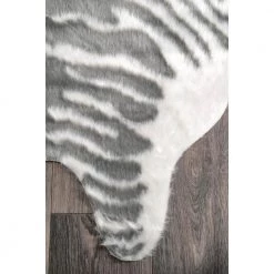 Faux Zebra Hide Gray 5 ft. x 7 ft. Shaped Rug by nuLOOM 11 Faux Zebra Hide Gray 5 ft. x 7 ft. Shaped Rug by nuLOOM -nuLOOM Sales Store gray nuloom area rugs glca02a 5067 1d 1000