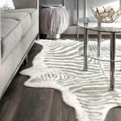 Faux Zebra Hide Gray 5 ft. x 7 ft. Shaped Rug by nuLOOM 9 Faux Zebra Hide Gray 5 ft. x 7 ft. Shaped Rug by nuLOOM -nuLOOM Sales Store gray nuloom area rugs glca02a 5067 40 1000