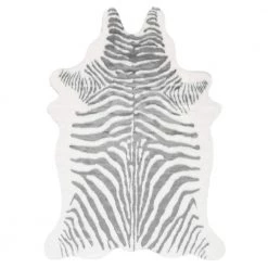 Faux Zebra Hide Gray 5 ft. x 7 ft. Shaped Rug by nuLOOM