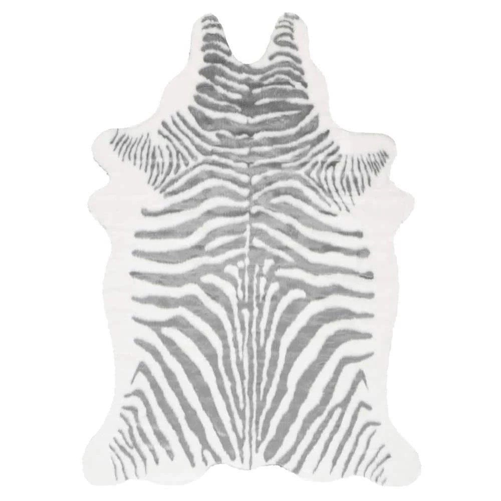 Faux Zebra Hide Gray 5 ft. x 7 ft. Shaped Rug by nuLOOM 1 Faux Zebra Hide Gray 5 ft. x 7 ft. Shaped Rug by nuLOOM