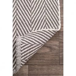 Kimberely Casual Striped Gray 9 ft. x 12 ft. Area Rug by nuLOOM -nuLOOM Sales Store gray nuloom area rugs hmco4c 9012 1f 1000
