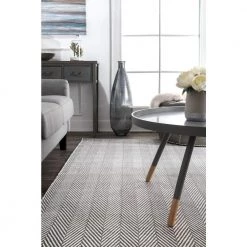 Kimberely Casual Striped Gray 9 ft. x 12 ft. Area Rug by nuLOOM -nuLOOM Sales Store gray nuloom area rugs hmco4c 9012 c3 1000