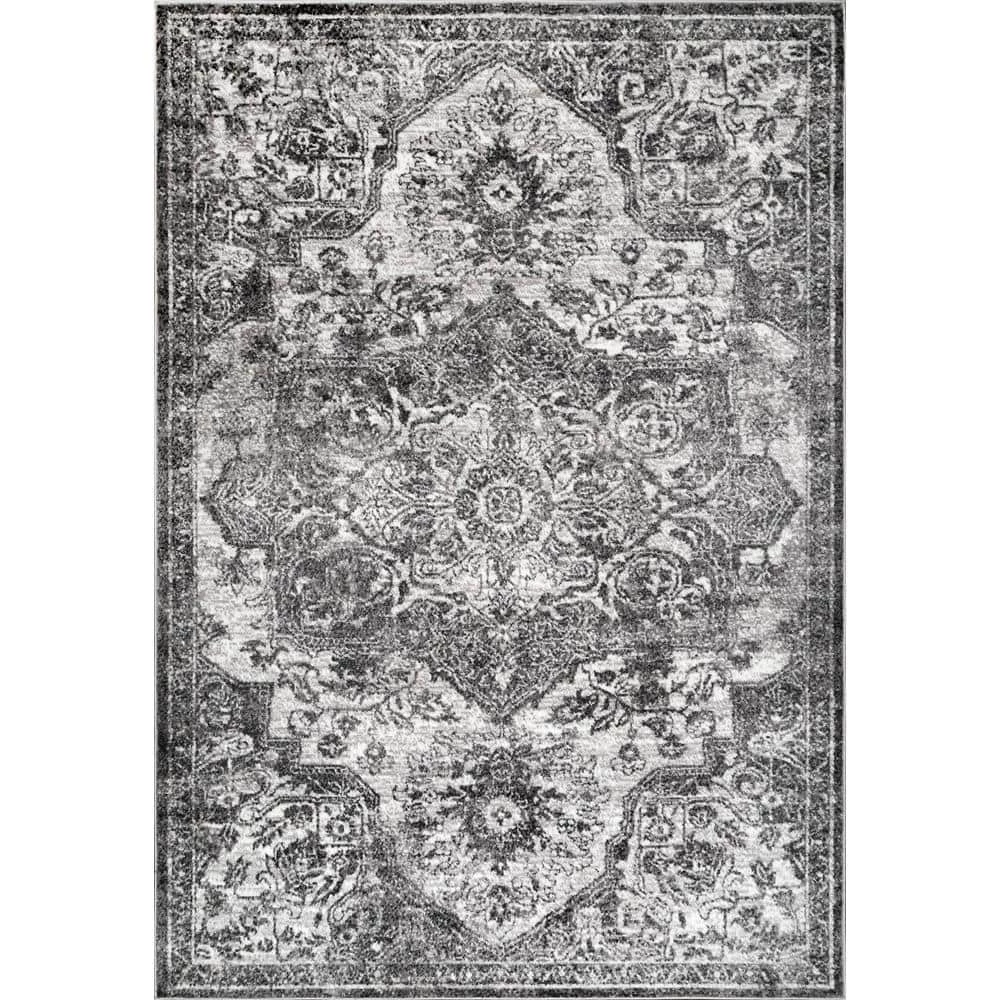 Transitional Medallion Maryanne Grey 10 ft. x 14 ft. Area Rug by nuLOOM 1 Transitional Medallion Maryanne Grey 10 ft. x 14 ft. Area Rug by nuLOOM