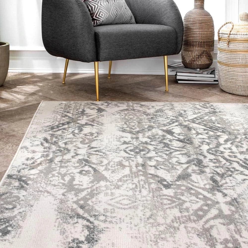 Vintage Freja Gray 9 ft. x 12 ft. Area Rug by nuLOOM 2 Vintage Freja Gray 9 ft. x 12 ft. Area Rug by nuLOOM - Image 2