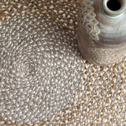 Draya Braided Jute Gray 6 ft. Round Rug by nuLOOM -nuLOOM Sales Store gray nuloom area rugs tadc01b r606 c3 1000