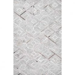 Chanda Cowhide Contemporary Trellis Gray 9 ft. x 12 ft. Area Rug by nuLOOM