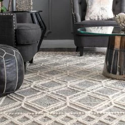 Natti Contemporary Trellis Ivory 9 ft. x 12 ft. Area Rug by nuLOOM -nuLOOM Sales Store gray nuloom area rugs vesr01a 860116 1d 1000