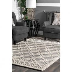 Natti Contemporary Trellis Ivory 9 ft. x 12 ft. Area Rug by nuLOOM -nuLOOM Sales Store gray nuloom area rugs vesr01a 860116 40 1000