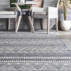 Maia Southwestern Striped Gray 8 ft. x 10 ft. Outdoor Area Rug by nuLOOM 14 Maia Southwestern Striped Gray 8 ft. x 10 ft. Outdoor Area Rug by nuLOOM -nuLOOM Sales Store gray nuloom outdoor rugs owch03a 8010 1d 1000