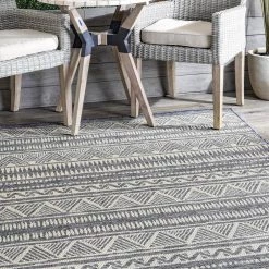 Maia Southwestern Striped Gray 8 ft. x 10 ft. Outdoor Area Rug by nuLOOM 12 Maia Southwestern Striped Gray 8 ft. x 10 ft. Outdoor Area Rug by nuLOOM -nuLOOM Sales Store gray nuloom outdoor rugs owch03a 8010 40 1000