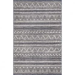 Maia Southwestern Striped Gray 8 ft. x 10 ft. Outdoor Area Rug by nuLOOM