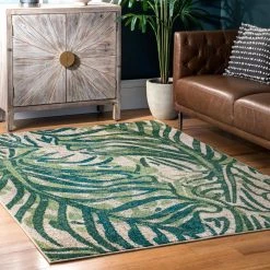 Cali Abstract Leaves Green 9 ft. x 12 ft. Area Rug by nuLOOM -nuLOOM Sales Store green nuloom area rugs kkcb58a 9012 31 1000